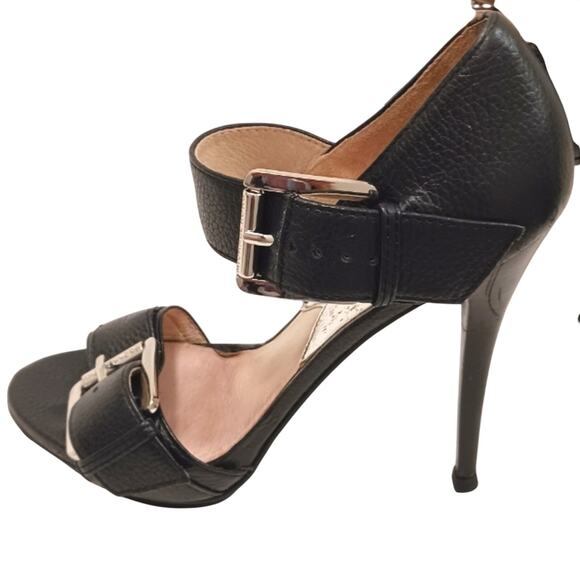Michael Michael Kors 5" Stiletto Heels Sz 7.5 Black Leather Moderin Buckles Glam - Picture 4 of 16